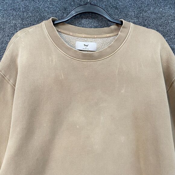 TNA Sweater Womens S Beige Pullover Crew Neck Oversize Relaxed Casual Sweatshirt - Picture 2 of 8